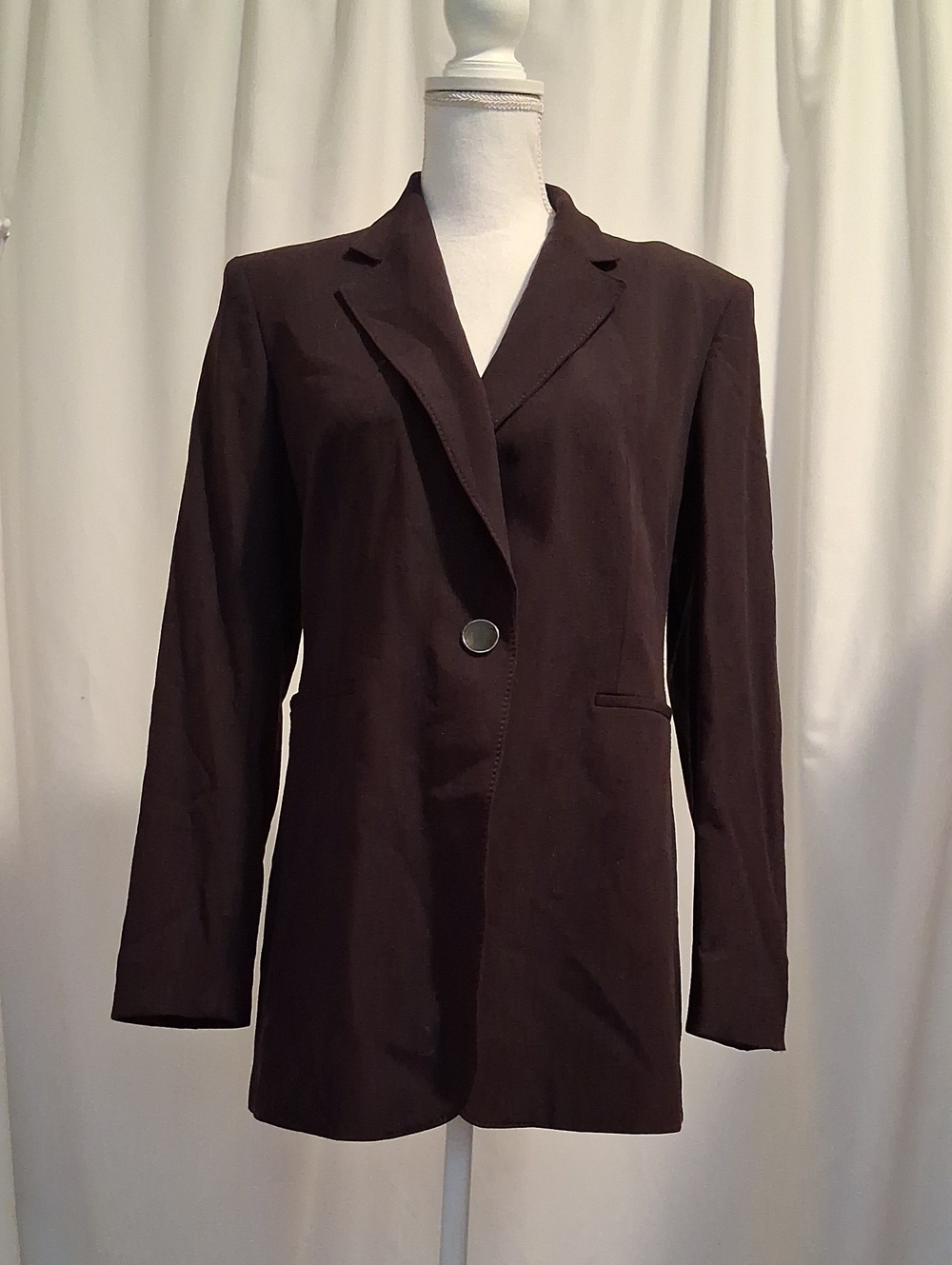Massimo Dutti Womens SZ 10 Purple One Button Blazer Jacket Career Office